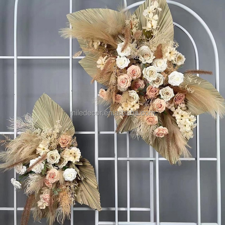 Wedding Events Decoration Dried Pampas Artificial Flower Arch Decor Flower Arrangement Panels For Backdrop Stage