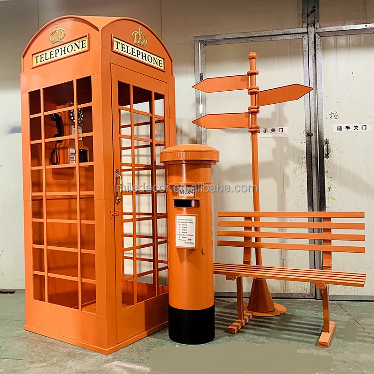 Professional Wedding British Telephones Box Decoration Party Rental Metal Antique Red Telephone Booth