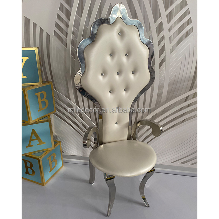 Luxury Royal High Back King Throne Wedding Chair Metal Gold Sliver Banquet Chair