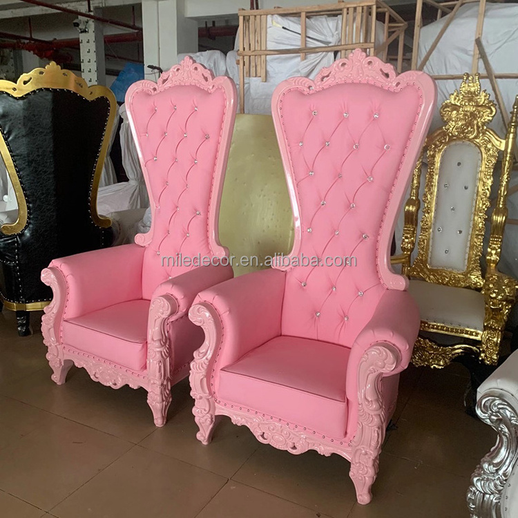 Luxury High Back Pink Throne Sofa For Wedding Party Royal Diamond King and Queen Throne Chair