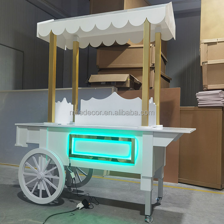 Hot Sell Candy Cart Event Wedding Gold Candy Cart Wooden Candy Cart For Holiday Festival Decor