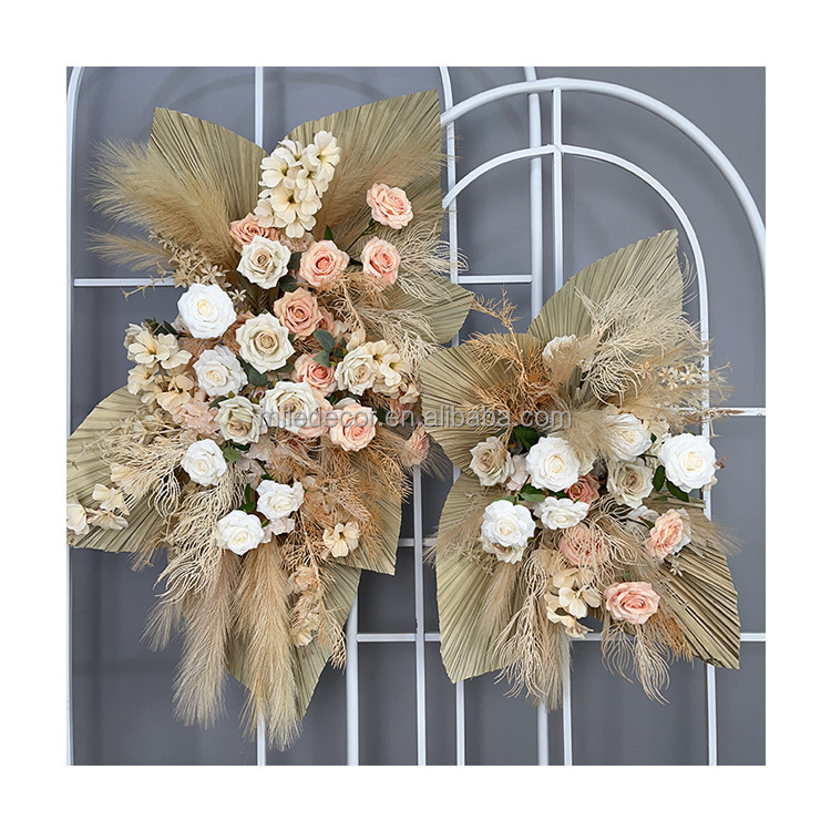 Wedding Events Decoration Dried Pampas Artificial Flower Arch Decor Flower Arrangement Panels For Backdrop Stage