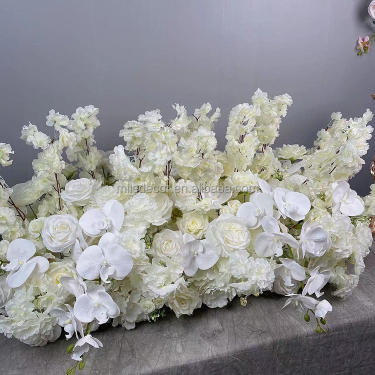 New Design Flower Panel Arrangements For Wedding Table Decoration Artificial Flower Runner Centerpiece