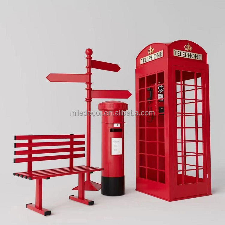 Professional Wedding British Telephones Box Decoration Party Rental Metal Antique Red Telephone Booth