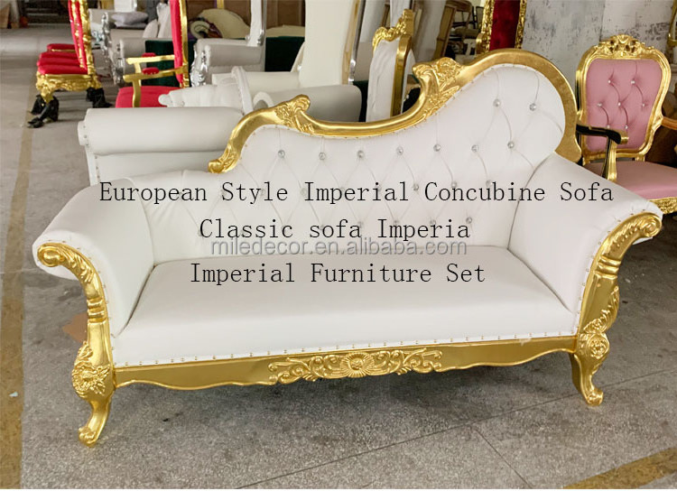 High Quality Sofa Of The Imperial Classic Luxury Furniture White With Gold Couple Sofa For Wedding Decor