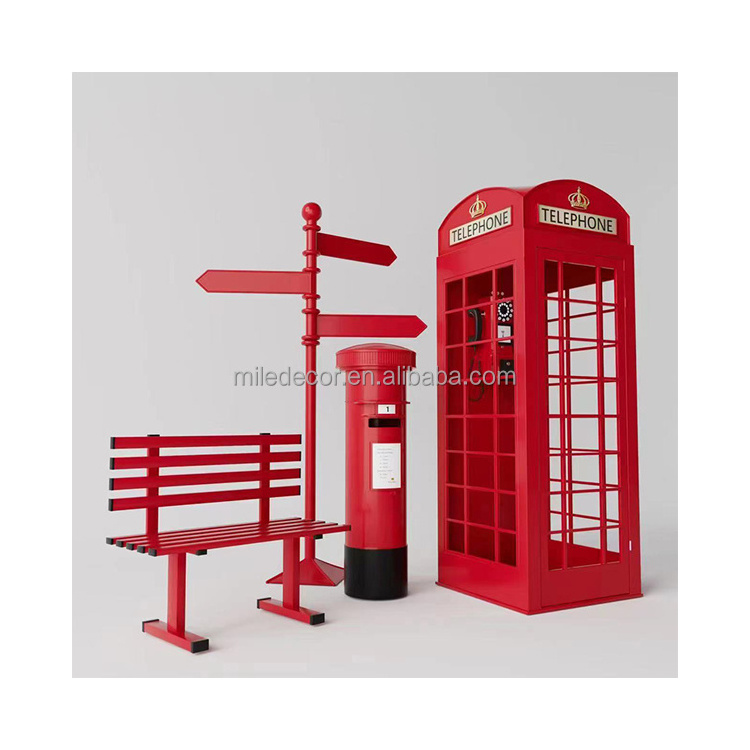 Professional Wedding British Telephones Box Decoration Party Rental Metal Antique Red Telephone Booth