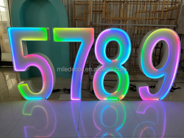 High Quality RGB 4ft Giant Large Light Up Marquee Neon Letters Numbers Led Number Lights For Birthday Party