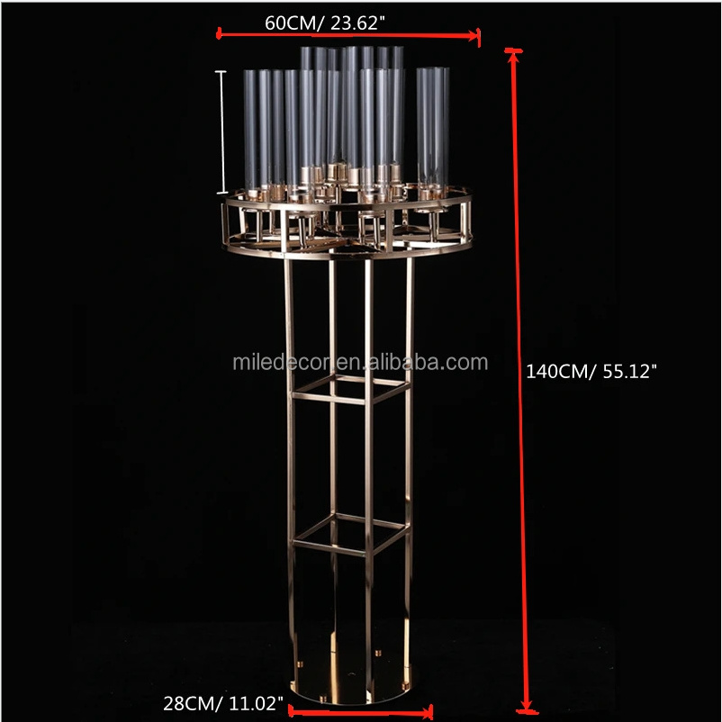 Wedding Centerpiece Candle Holders Table Centerpieces Decor Hurricanes Gold Candle Stands With Flower Arrangements