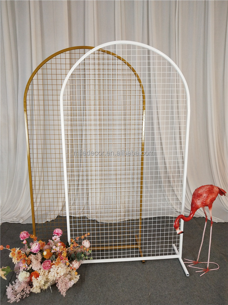 Wedding Event Props Back drop Decoration Flower Balloon Metal Frame Grid Arch Mesh Backdrop Stand