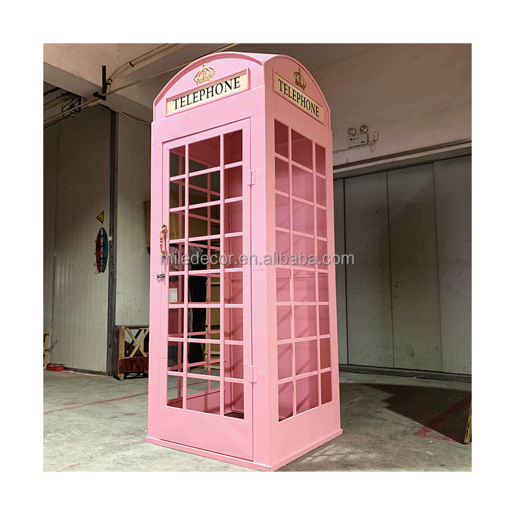 Factory Price Customized Wedding London Photography Props Telephone Booth Pink Telephone Booth for Sale