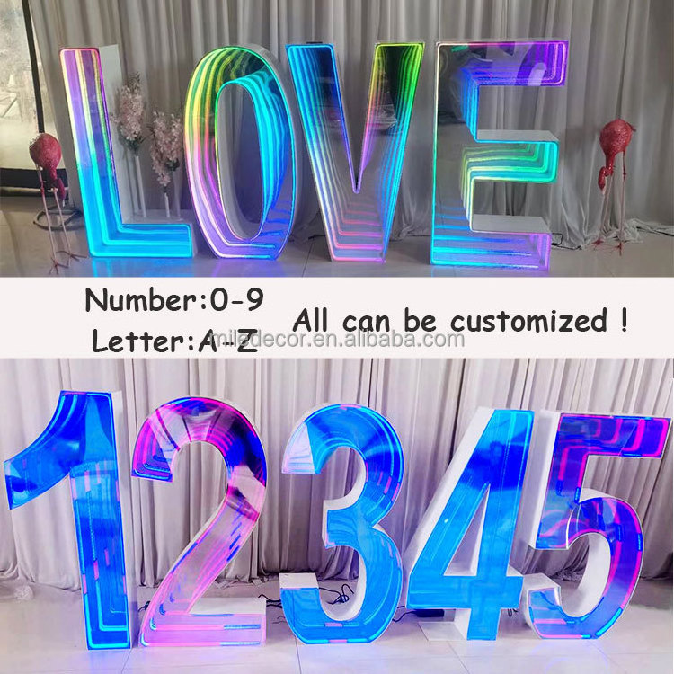 Wholesale Wedding Events Metal RGB Giant Infinite Mirror Abyss Marquee Number Letter For Party Decoration