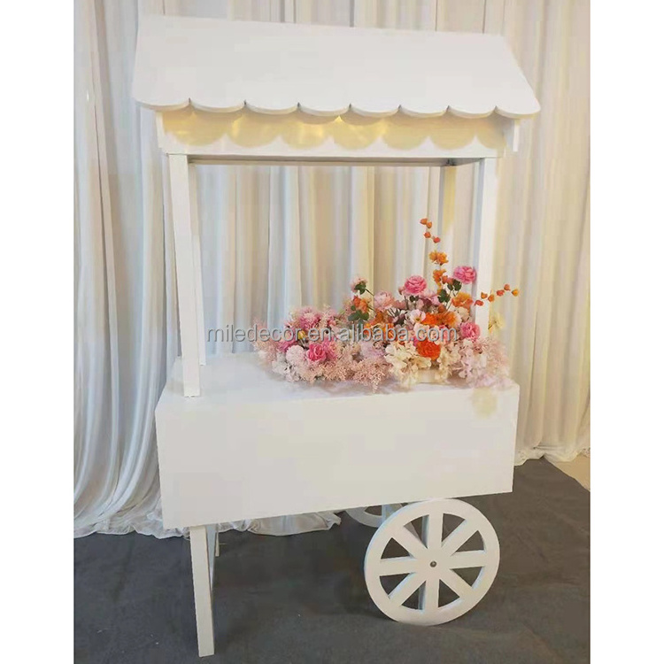 White Acrylic Candy Cart with Wheels For Party Decor Cotton Candy Carts Flower Cart Display