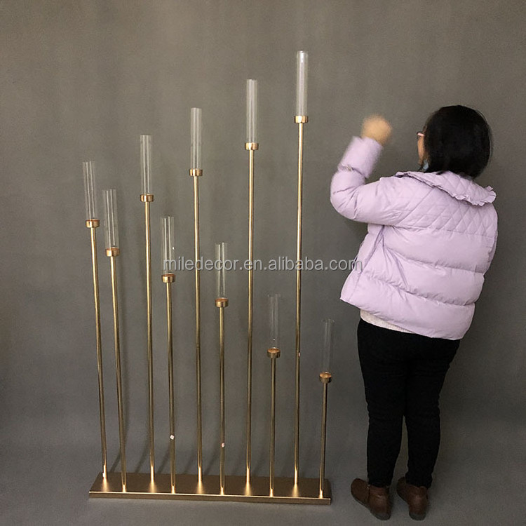 10 Arms Candle Holder Gold Metal Candelabra Table Centerpiece For Wedding Party Decoration