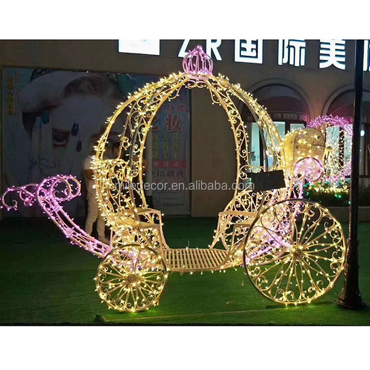 Wholesale White Metal Cinderella Pumpkin Horse Carriage Outdoor Wedding Party Candy Cart For Sale