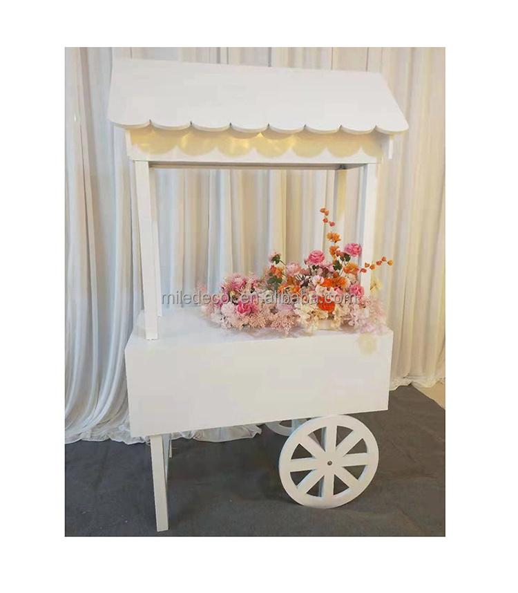 White Acrylic Candy Cart with Wheels For Party Decor Cotton Candy Carts Flower Cart Display