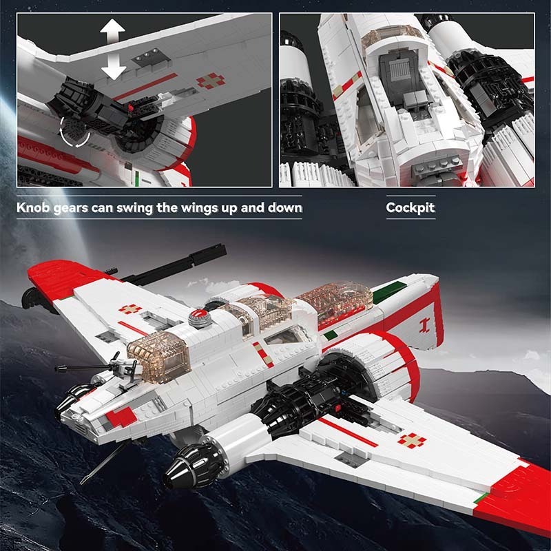 Mould King 21044 Star Series Republic Gunboat interstellar LAAT-I Air Plane War Assembly Model Set MOC Building Block