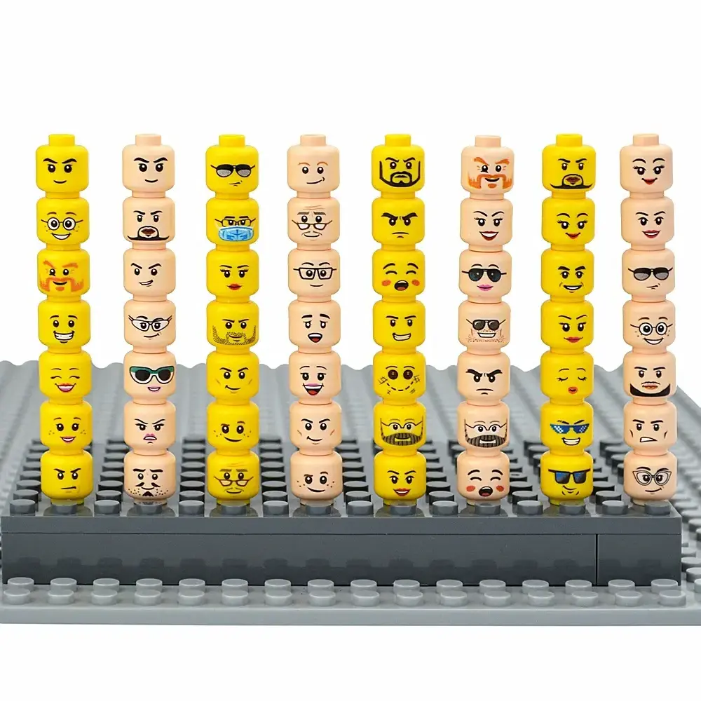 Figure Head Hair Hat Faces Laugh Cry Cute Facial Model Kids Toys Boy Girl Gift Expression DIY Bricks Building Blocks