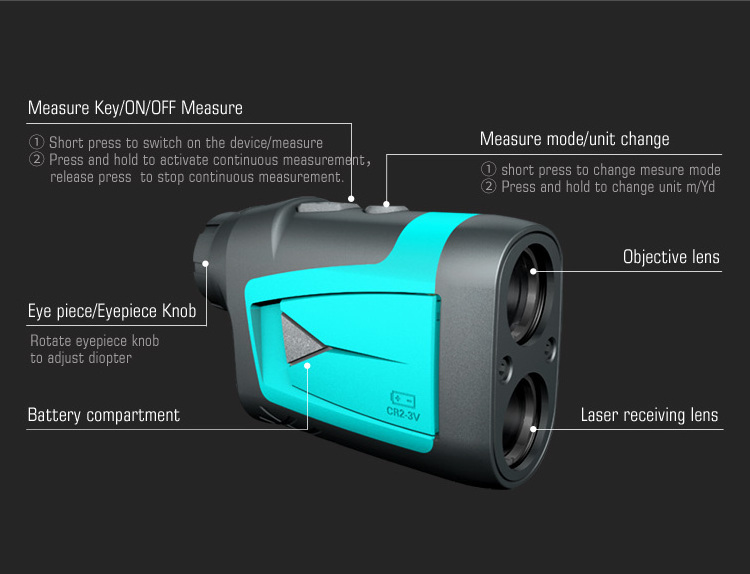 Mileseey PF210 600m high performance golf range finder laser measuring tool distance rangefinder