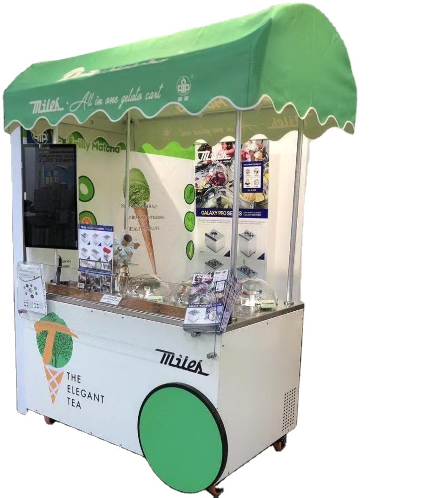 Miles gelato ice cream machine  ice cream cart with wheels outdoor ice cream cart  CE NSF approved