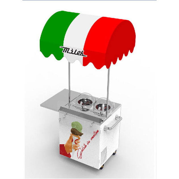 Multifunction all in one ice cream push cart for outdoor NSF certified Miles gelato ice cream machine ice cream vending machine