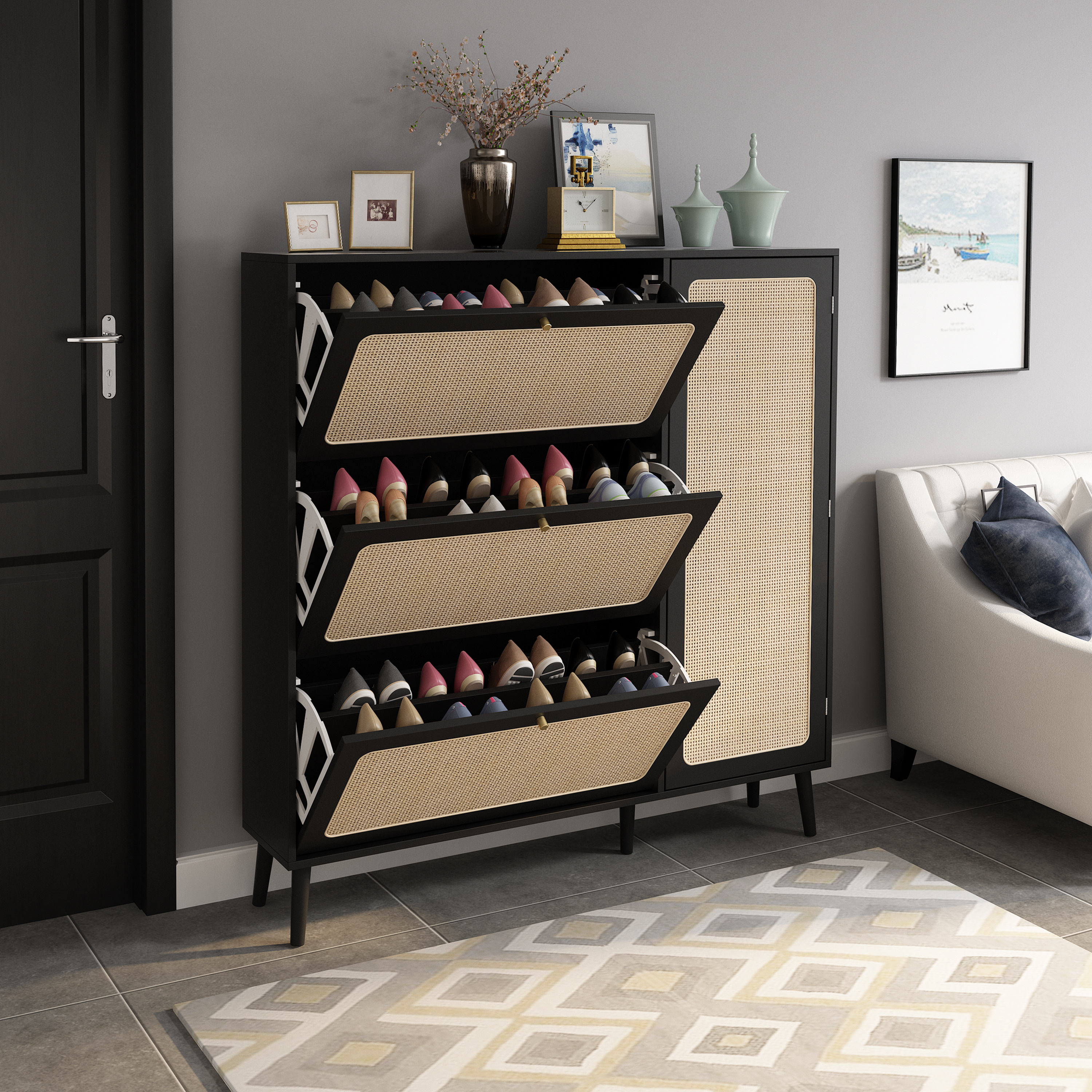 Living Room Zapatos Drawers Shoe Cabinets display Rack Scarpiera Space Save Storage Wooden Shoes Cabinet Racks