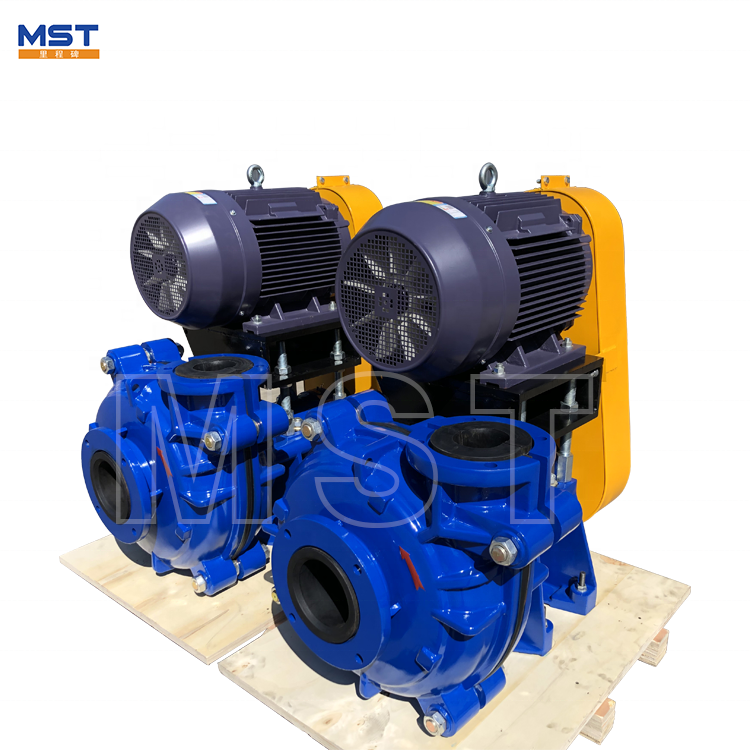 Belt driven natural rubber lined centrifugal slurry pumps with diesel engine