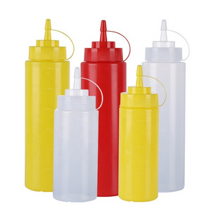 Food Grade Bpa Free Refillable Chili Sauce Salad Dressing Bottles Ketchup Mustard Dispense Plastic Sauce Bottles Squeeze Bottle