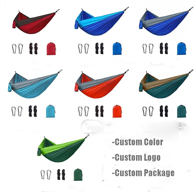 Custom Outdoor Parachute Camping Portable Hammock Lightweight Double Camping Accessories Hammock for Outdoor