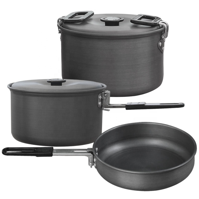 Lightweight Portable Outdoor Camping Cookware Set Nonstick Pot Set Camping Mess Kit for HIking Campfire