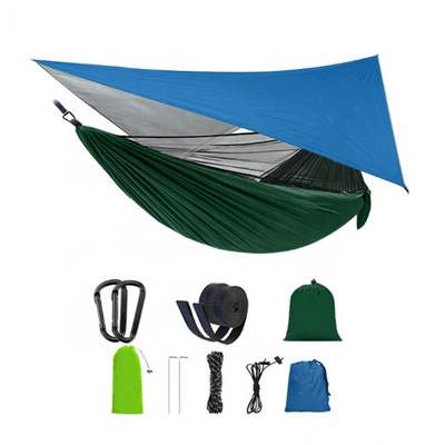 Nylon Jungle Outdoor Portable Camping Hammock With Mosquito Net And Rain Fly Tarp /Mosquito Net Tent Tree Straps