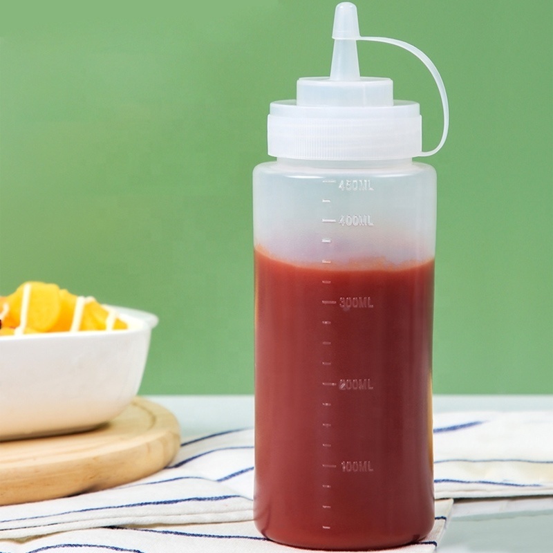 Food Grade Bpa Free Refillable Chili Sauce Salad Dressing Bottles Ketchup Mustard Dispense Plastic Sauce Bottles Squeeze Bottle