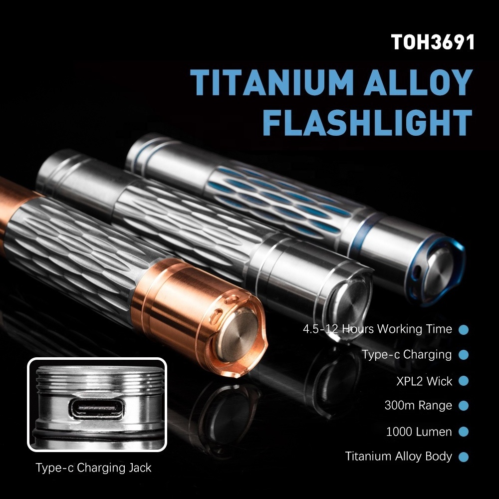 Titanium Alloy Mini led Flashlight Outdoor EDC Tool Rechargeable Keychain Torch Flash light