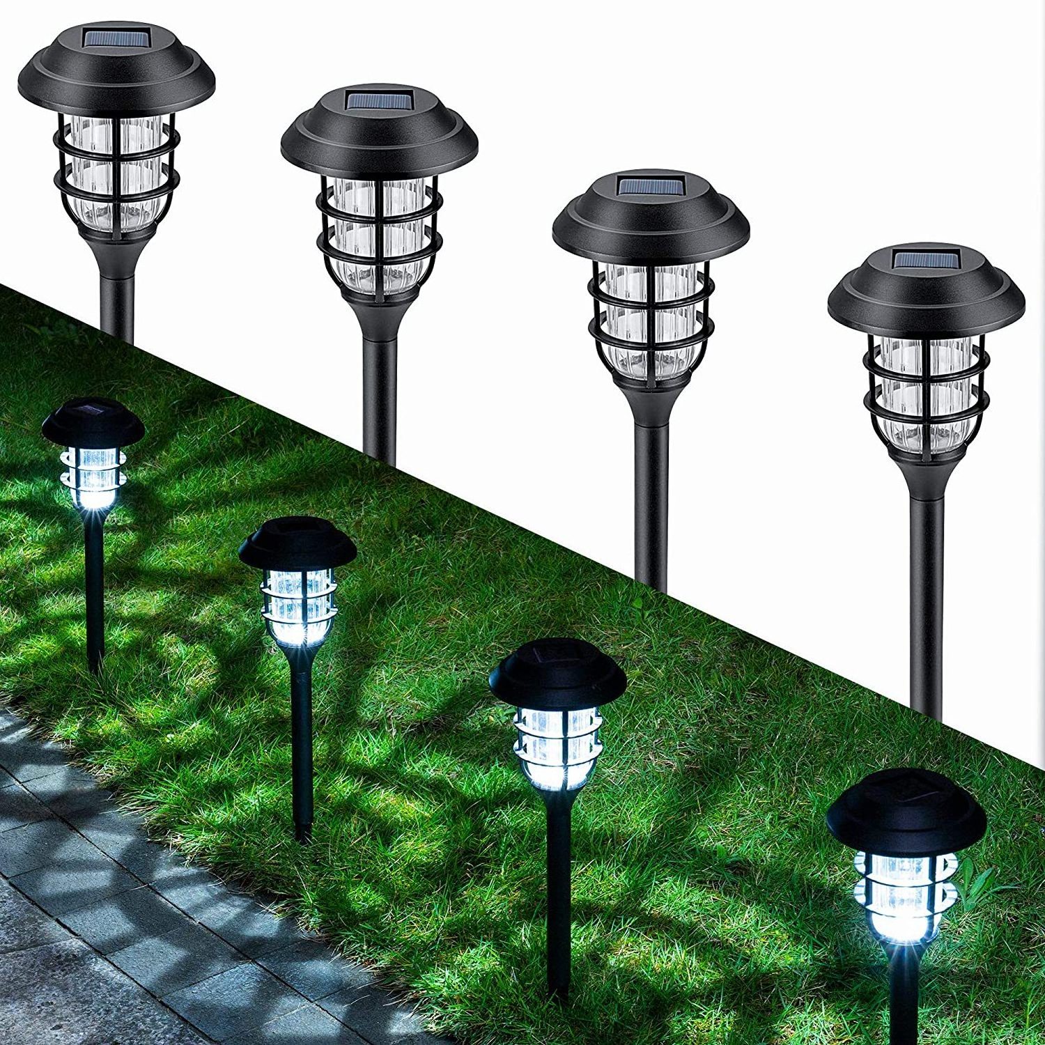 Solar Powered Garden Lawn Lamp Easy Install Durable Yard Decoration Waterproof Black Landscape Light Outdoor LED Bulb