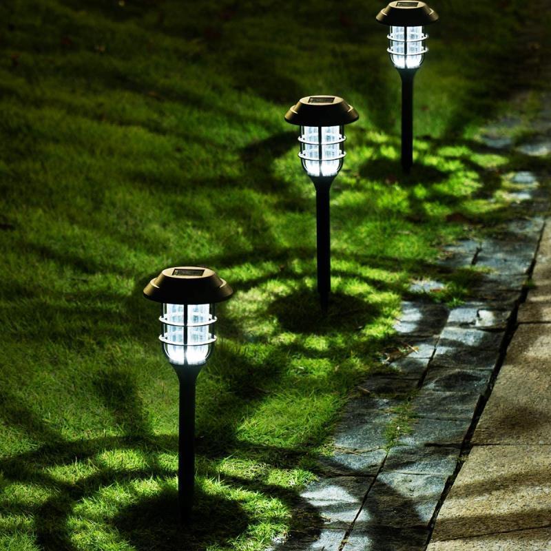 Solar Powered Garden Lawn Lamp Easy Install Durable Yard Decoration Waterproof Black Landscape Light Outdoor LED Bulb