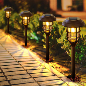 Solar Powered Garden Lawn Lamp Easy Install Durable Yard Decoration Waterproof Black Landscape Light Outdoor LED Bulb