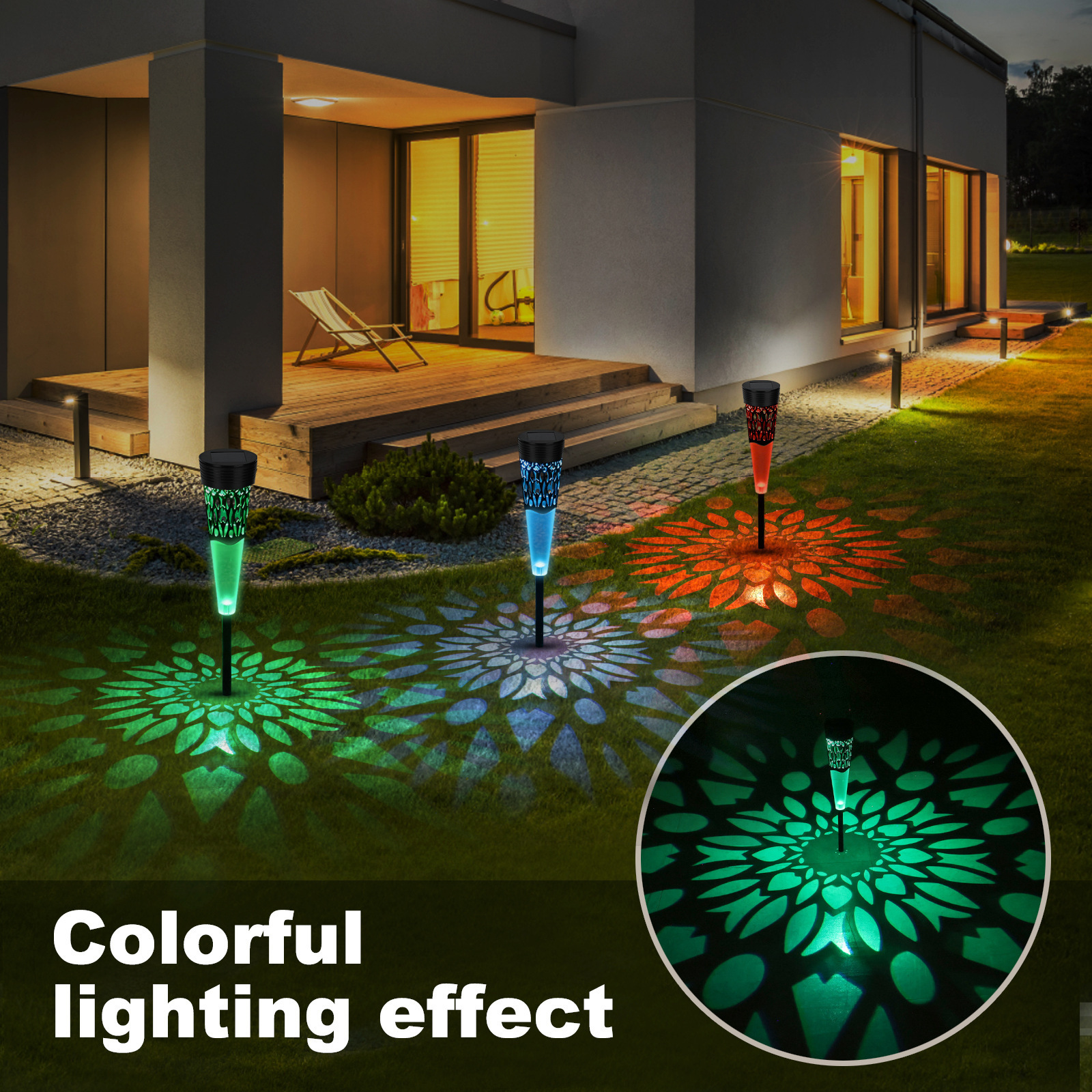 Outdoor Luminaire Pattern Design Decoration Ground Lights Ambient Garden light  solar flame torch yard lawn decoration lamp