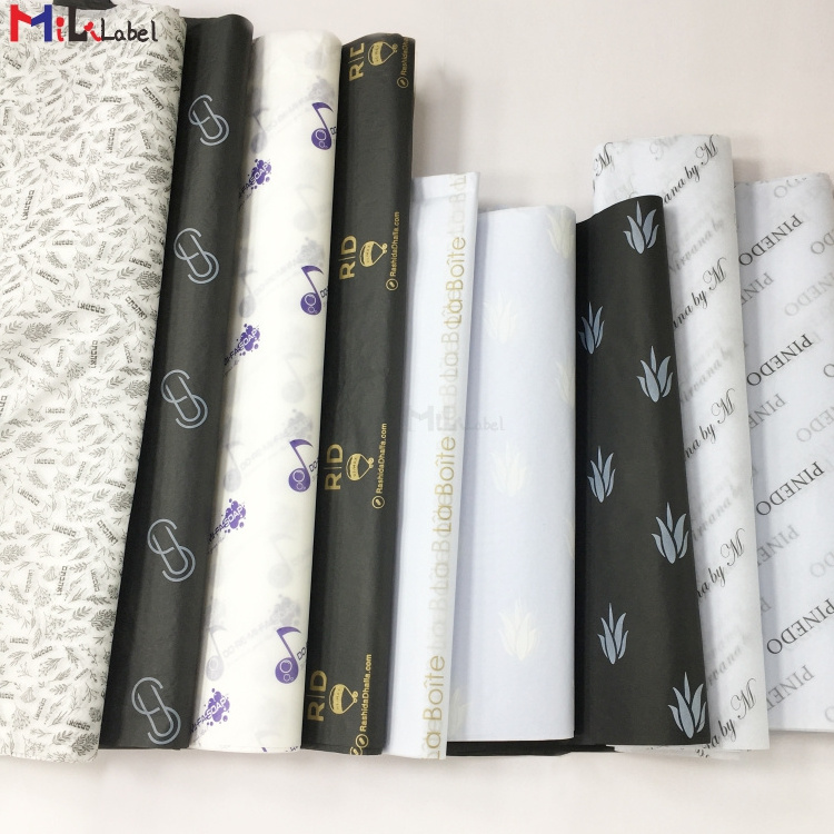 Black tissue packaging paper custom white wrapping paper color logo printing custom tissue paper for clothing Packaging label