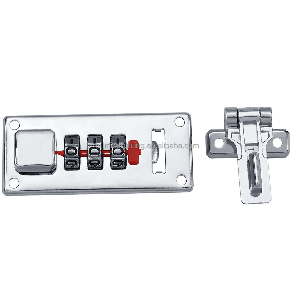 Simplistic Style Metal Nickel Plated Tool Box Latch Hasp 3-digit Combination Briefcase Lock Trolley Case Hardware Accessories