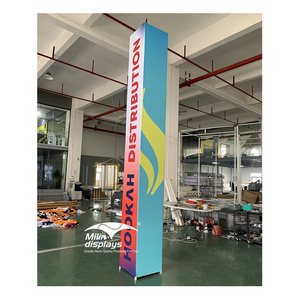 Custom Printing Expo Modular LED Backlit Tradeshow Pillar Cube 3D Tension Fabric Display Tower Stand