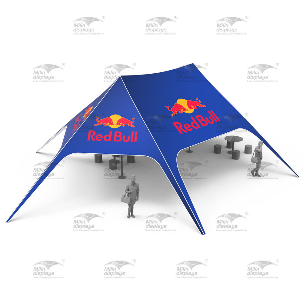 Large Aluminum Pole Outdoor Custom Advertising Sunshade Canopy  Beach Star Gazebo Tent