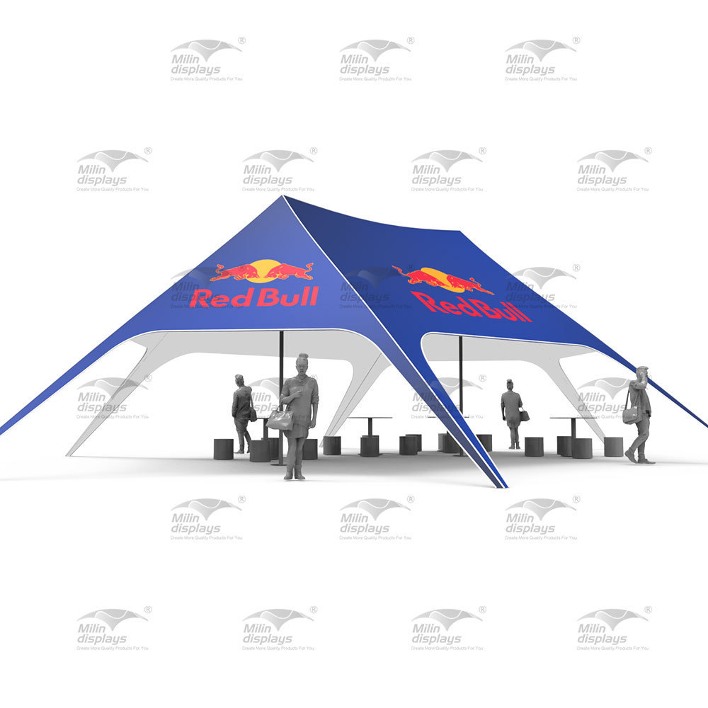 Large Aluminum Pole Outdoor Custom Advertising Sunshade Canopy  Beach Star Gazebo Tent