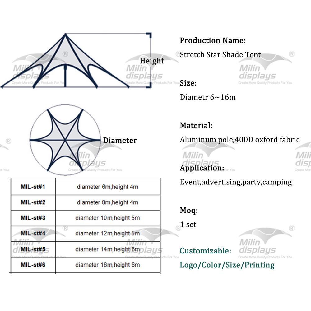 Stretch Star Shade Tent Glamping Dome Party Beach Tents Camping Outdoor Events