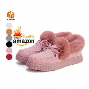 2022 winter new ladies snow boots leather wool women's shoes warm non-slip cotton casual snow boots