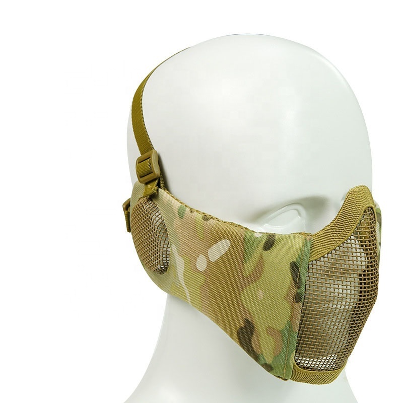 Outdoor Protective Accessories Steel Mesh Half Face Shield Ear Protection Face Mask