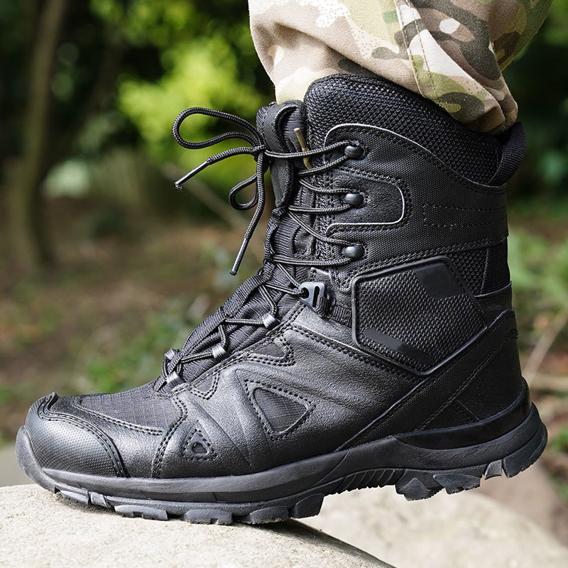 YAKEDA Genuine Leather Tactical Deserts Boots Delta Operator Combat Boots with side YKK Zipper Tactical Shoe