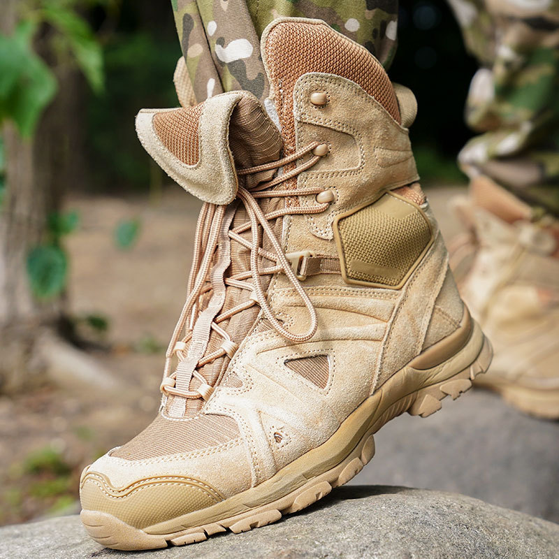 YAKEDA Genuine Leather Tactical Deserts Boots Delta Operator Combat Boots with side YKK Zipper Tactical Shoe