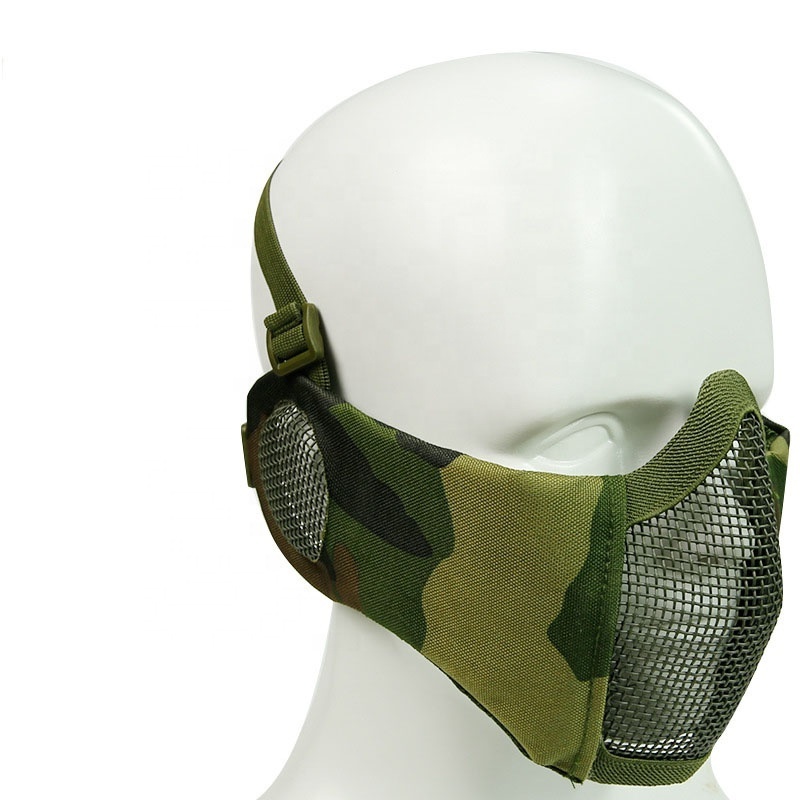 Outdoor Protective Accessories Steel Mesh Half Face Shield Ear Protection Face Mask