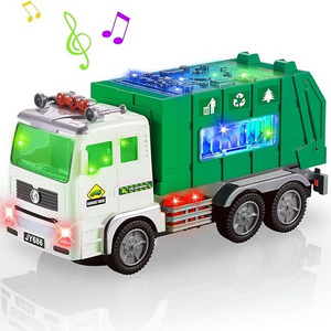 Toy Garbage Truck/Firetruck/Excavator for Kids with 4D Lights and Sounds - Battery Operated Automatic Bump & Go Car