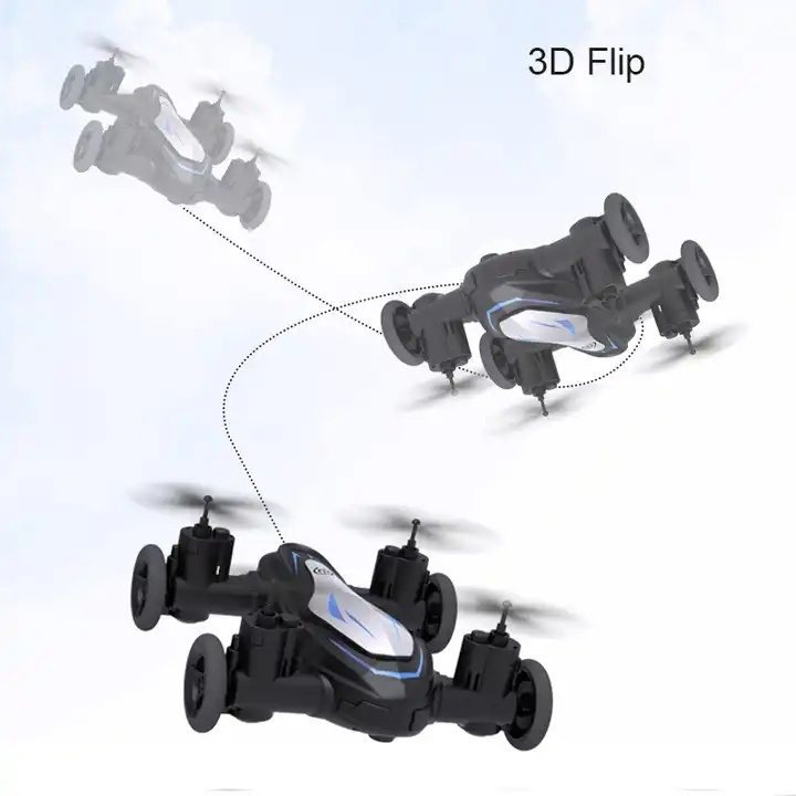 2.4GHz 4CH 2 in 1 RC Drone Camera Flying Toy Car RC Car with 4K Camera for Kids