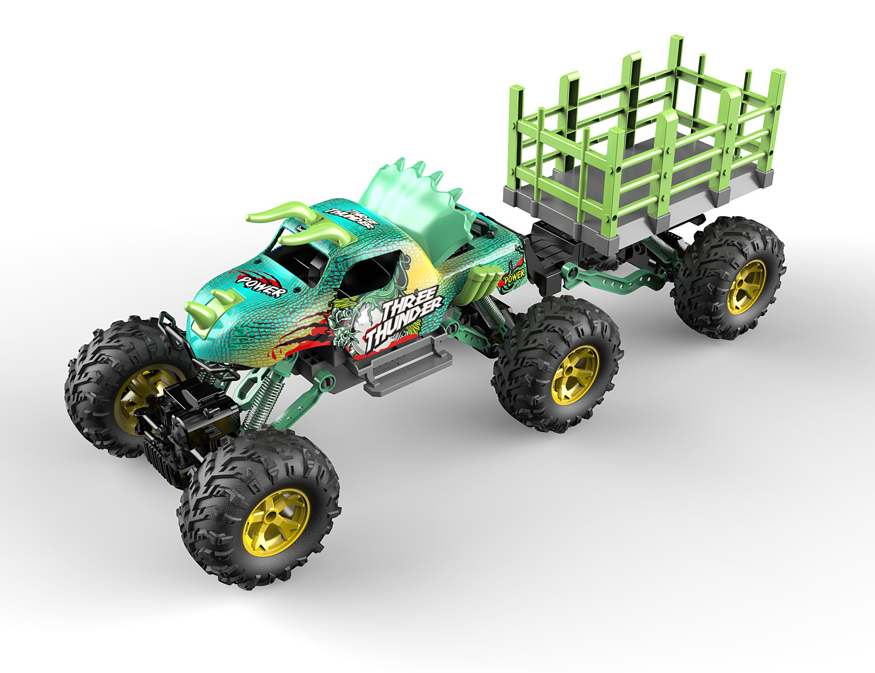 1:14 Jurassic RC Remote Control Trailer Car Monster Truck Tractor Track with Basket Crazon 333